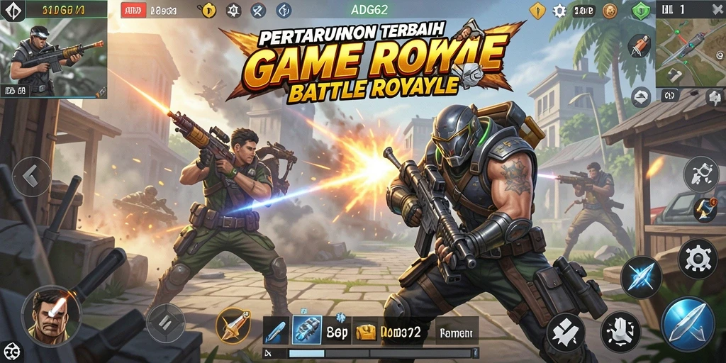 Tampilan gameplay seru dalam ADG62, menunjukkan aksi Battle Royale yang mendebarkan.