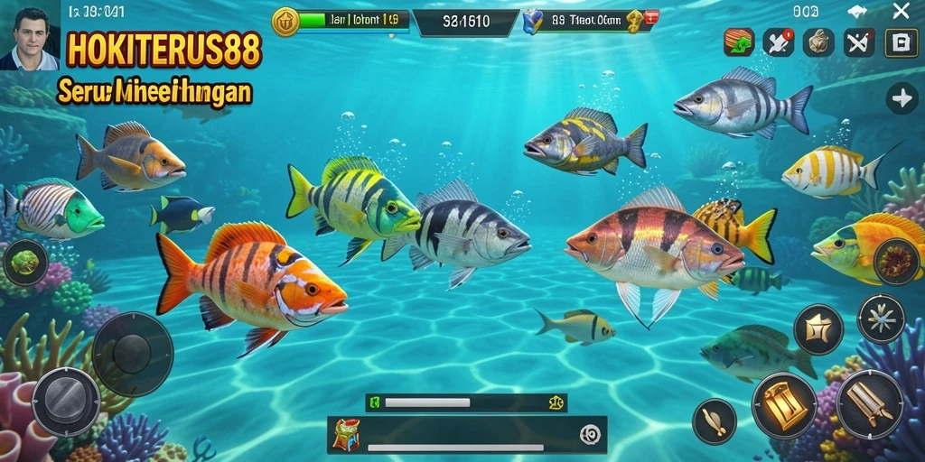 Screenshot gameplay HOKITERUS88 yang menunjukkan aksi tembak ikan.