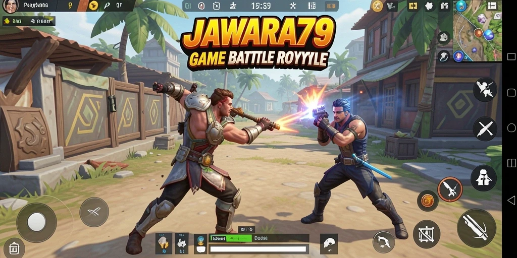 Tampilan seru gameplay Battle Royale JAWARA79 yang menegangkan.