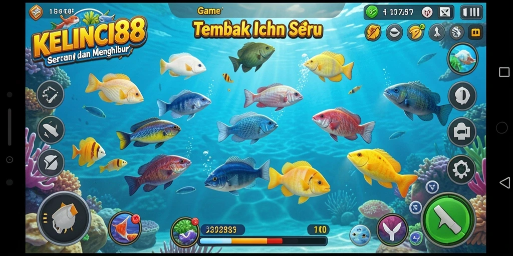 Screenshot gameplay KELINCI88 menampilkan aksi menembak ikan yang seru.