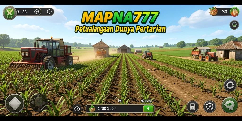 Screenshot gameplay MAPNA777 menampilkan petani yang aktif bercocok tanam.