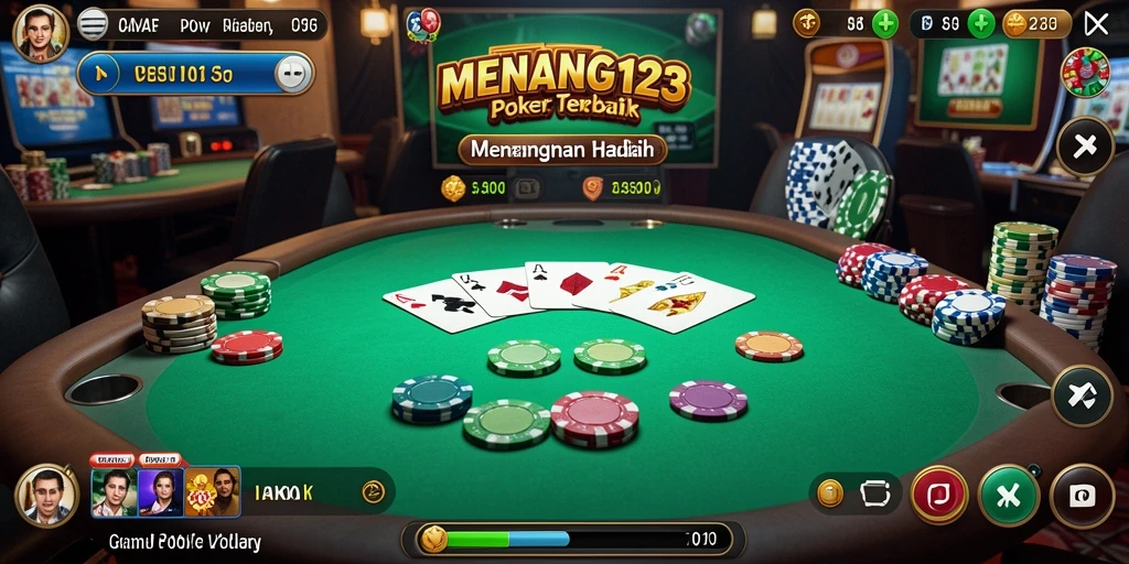 Gameplay seru Poker di MENANG123 dengan grafis menarik.
