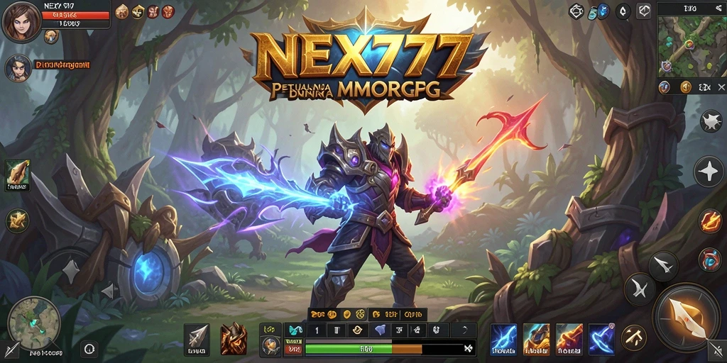 Screenshot gameplay NEX777 dengan aksi pertarungan menarik di dunia MMORPG.