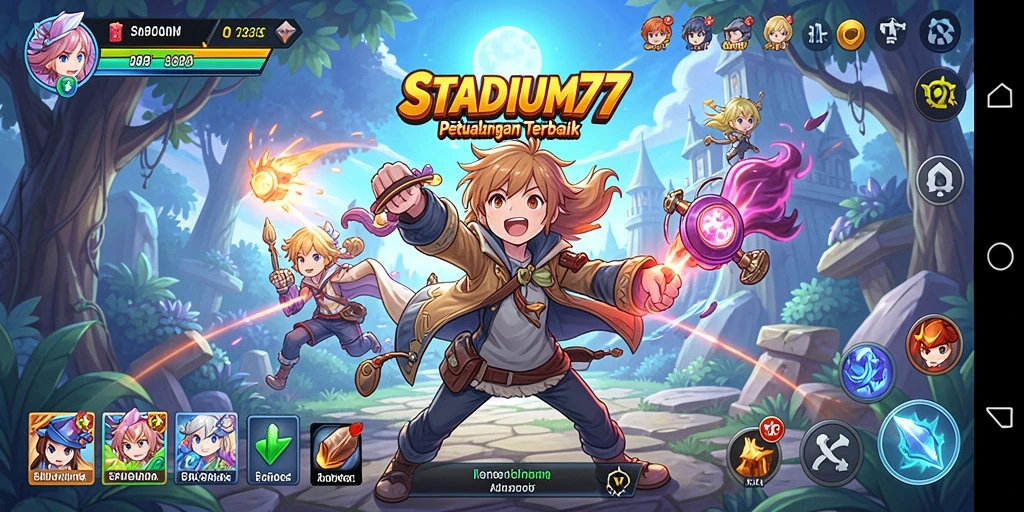 Tampilan menarik dari gameplay STADIUM77 yang penuh aksi dan karakter anime.
