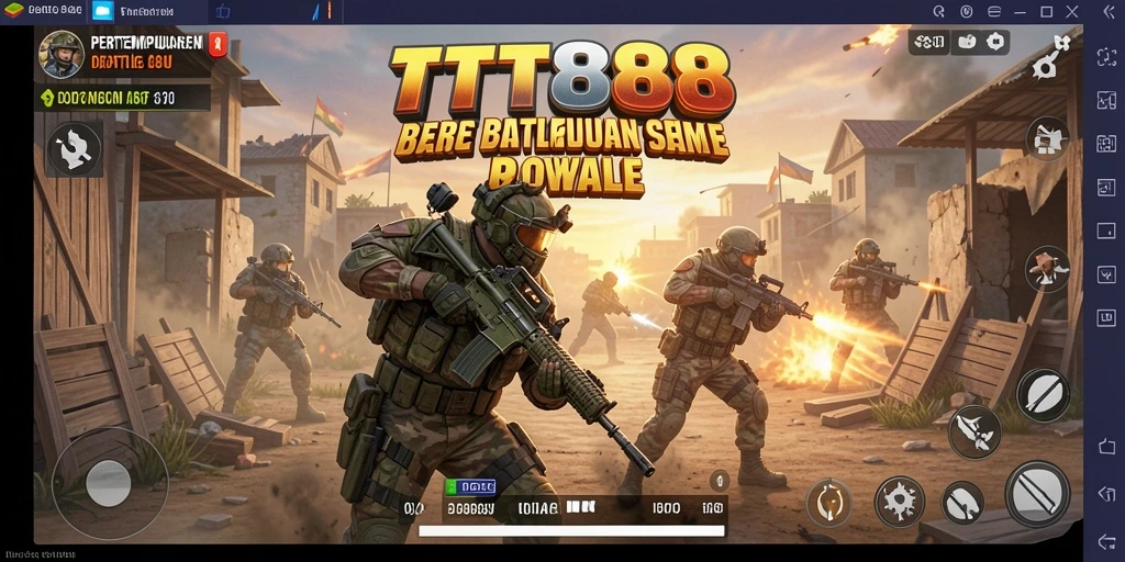 Screenshot gameplay TTT888 dengan aksi pertarungan Battle Royale.