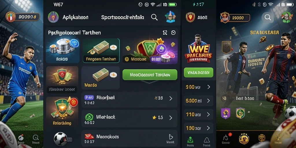 Tampilan gameplay W67 dengan berbagai opsi taruhan Sportsbook.