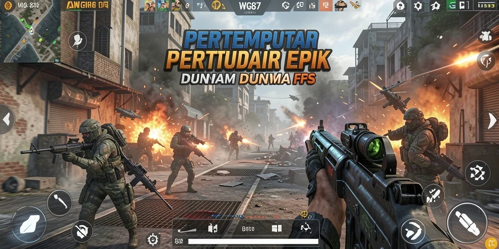 Tampilan aksi mendebarkan dalam gameplay WG87 FPS.